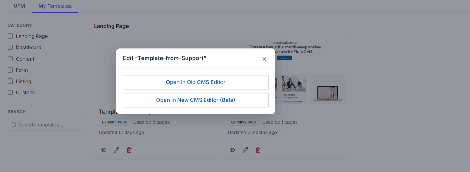 UPM Version 26.3
CMS Page Templates: Feature Description